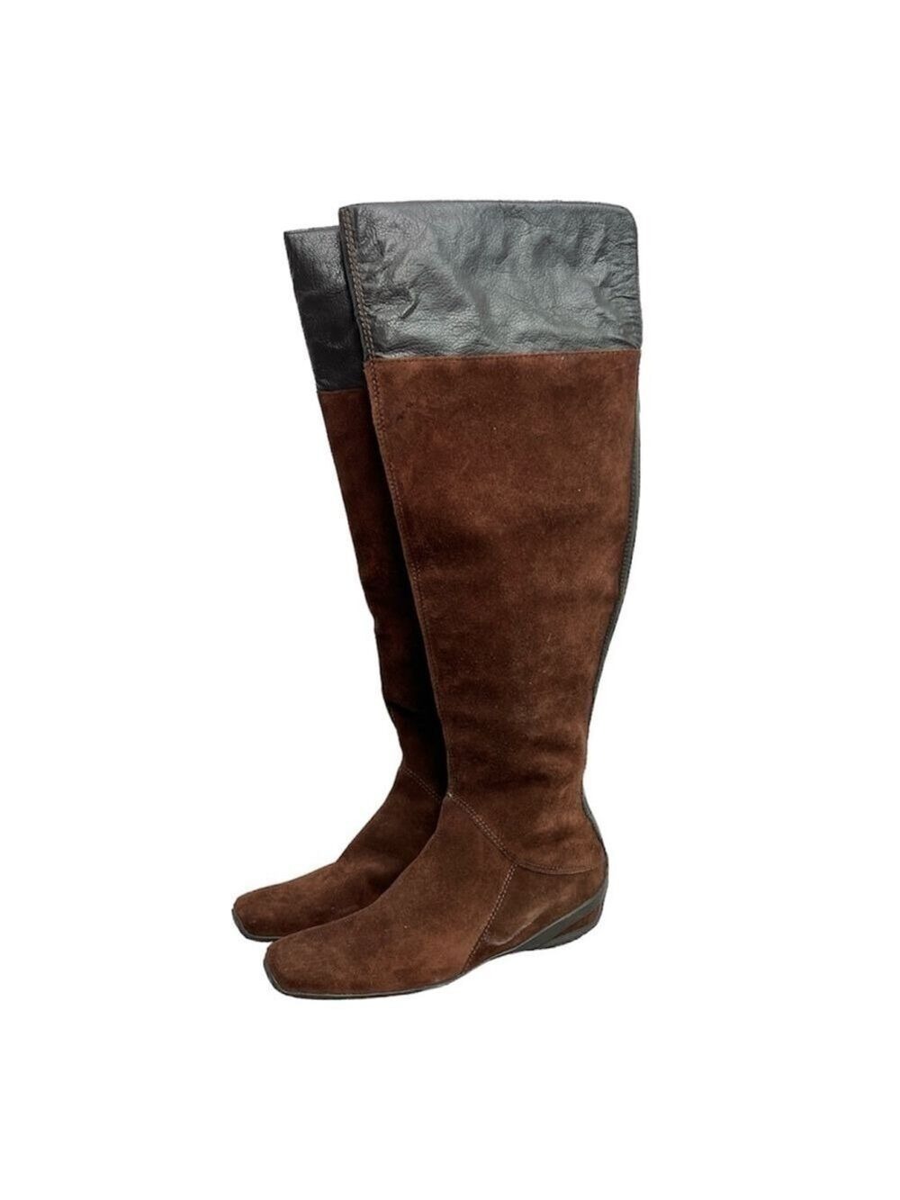 Nine West brown suede black leather over the knee boots 6.5